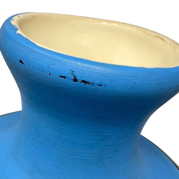 Navajo Native American Pottery Vase Blue Sunset Silhouette Design Signed 8 Inch - Picture 9 of 11